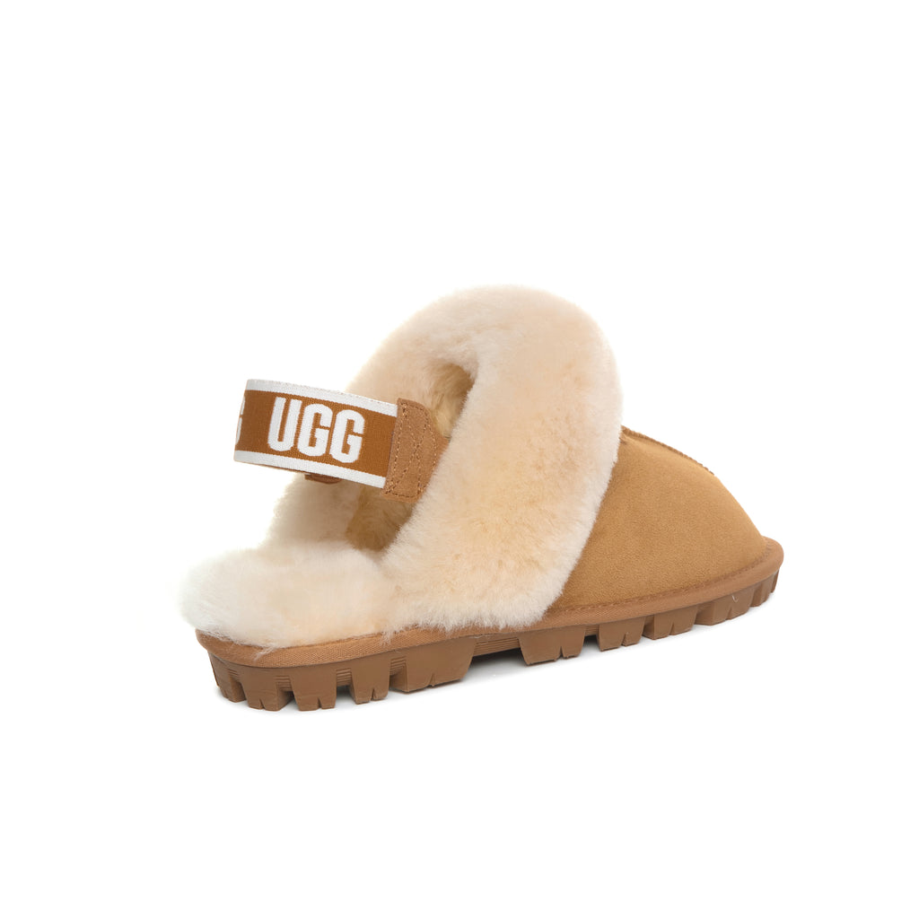 UGG Women AUS Sheepskin Wool Removable Strap Slingback Scuff - Aussies UGG