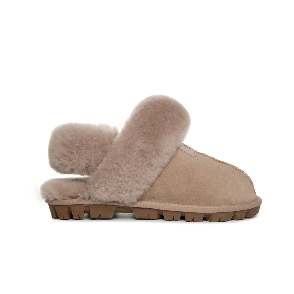 UGG Women AUS Sheepskin Wool Removable Strap Slingback Scuff - Aussies UGG