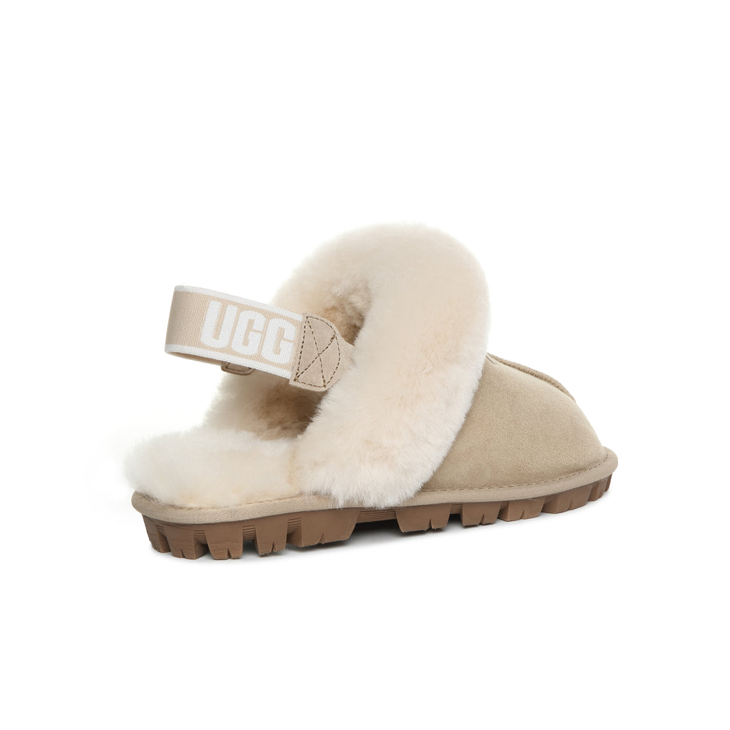 UGG Women AUS Sheepskin Wool Removable Strap Slingback Scuff - Aussies UGG