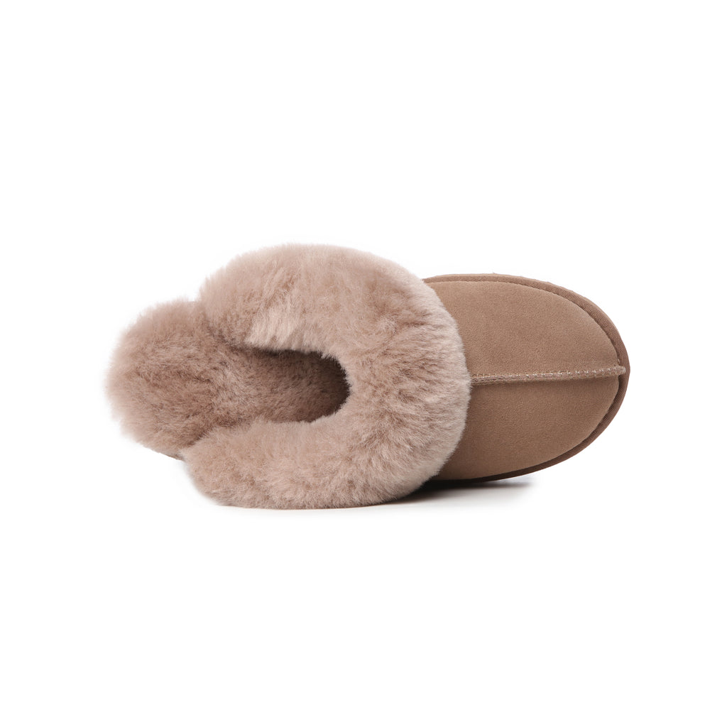 UGG Slippers Women Platform Furry Australian Genuine Sheepskin Wool Slide