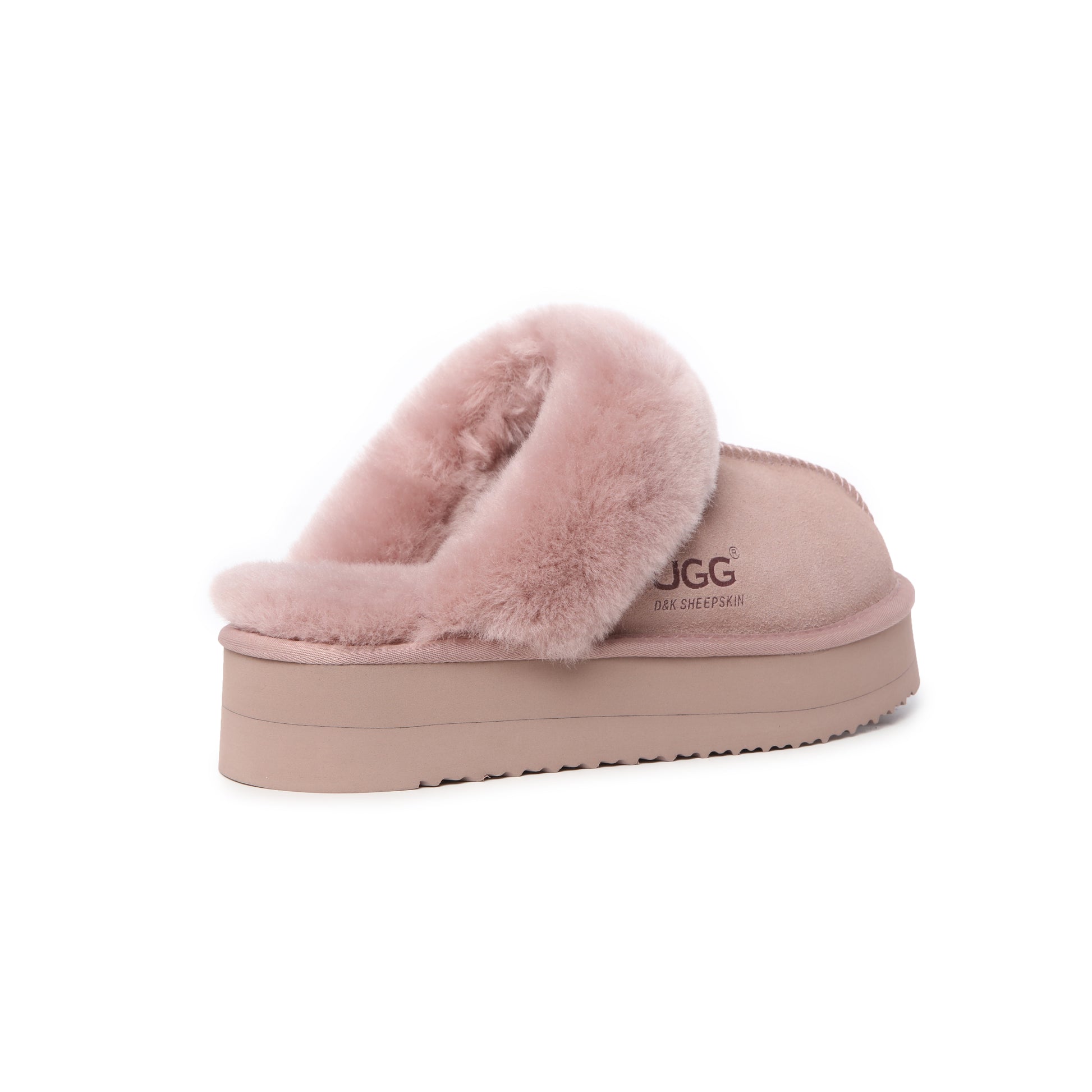 UGG Slippers Women Platform Furry Australian Genuine Sheepskin Wool Slide