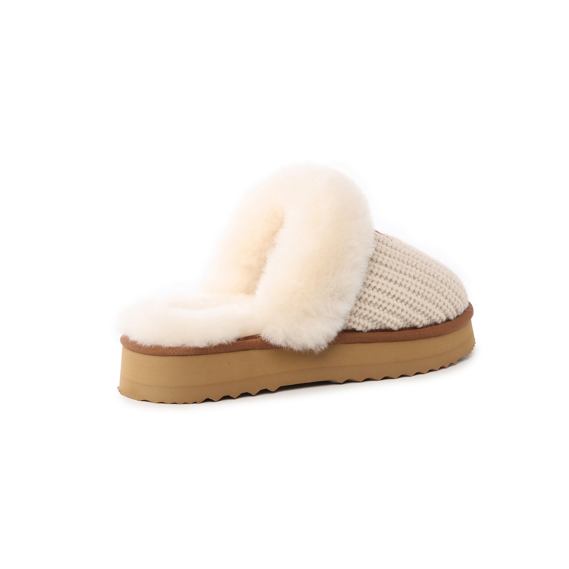 UGG Women’s Lucca Knit Sheepskin Wool Scuff Slippers
