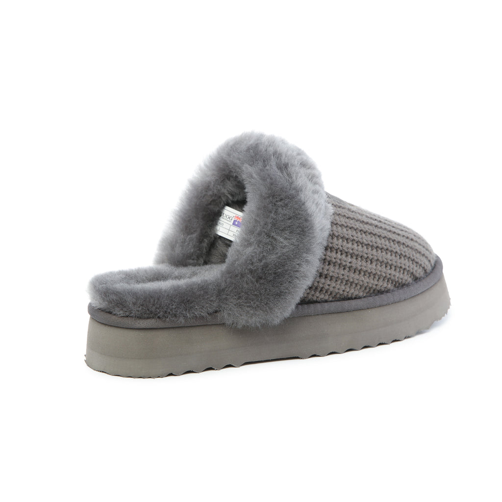 UGG Women’s Lucca Knit Sheepskin Wool Scuff Slippers