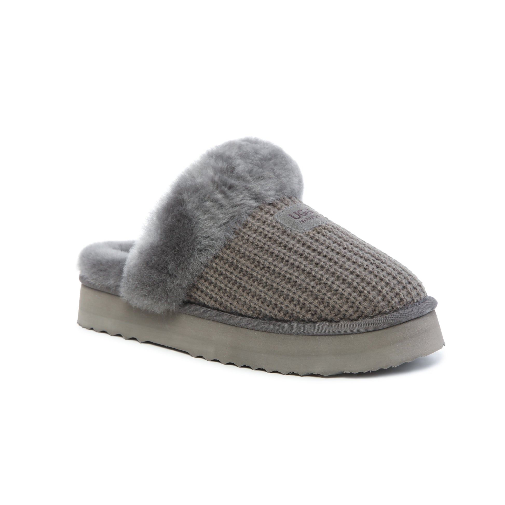 UGG Women’s Lucca Knit Sheepskin Wool Scuff Slippers