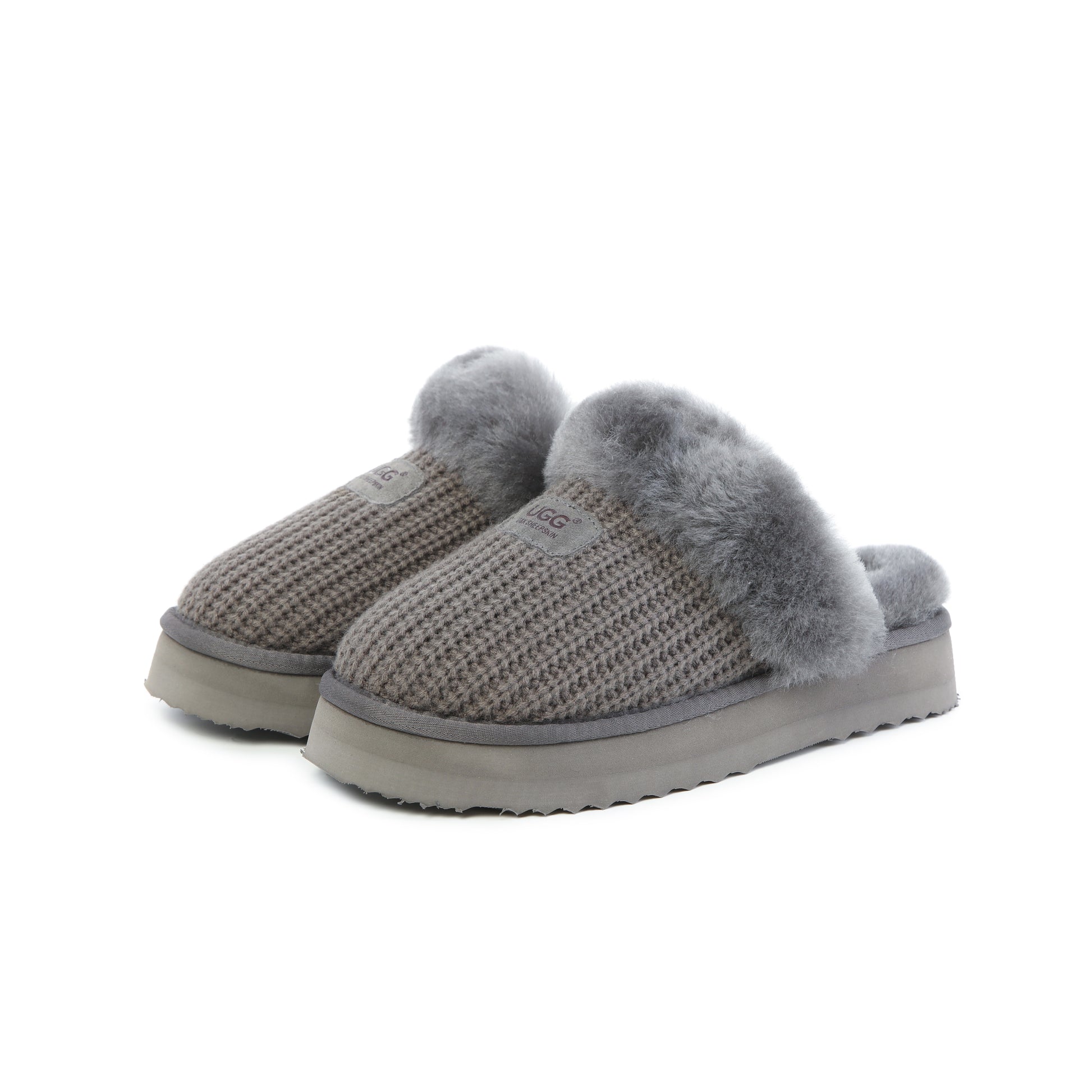 UGG Women’s Lucca Knit Sheepskin Wool Scuff Slippers