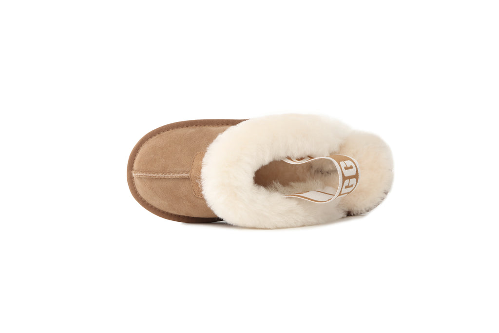 UGG Women AUS Sheepskin Wool Strap Scuff
