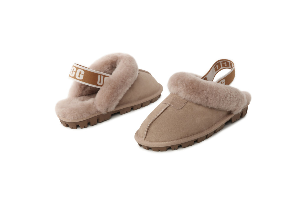 UGG Women AUS Sheepskin Wool Strap Scuff