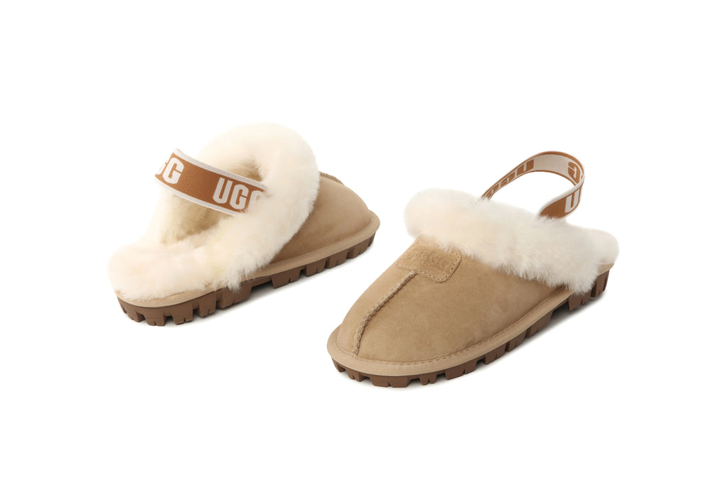 UGG Women AUS Sheepskin Wool Strap Scuff