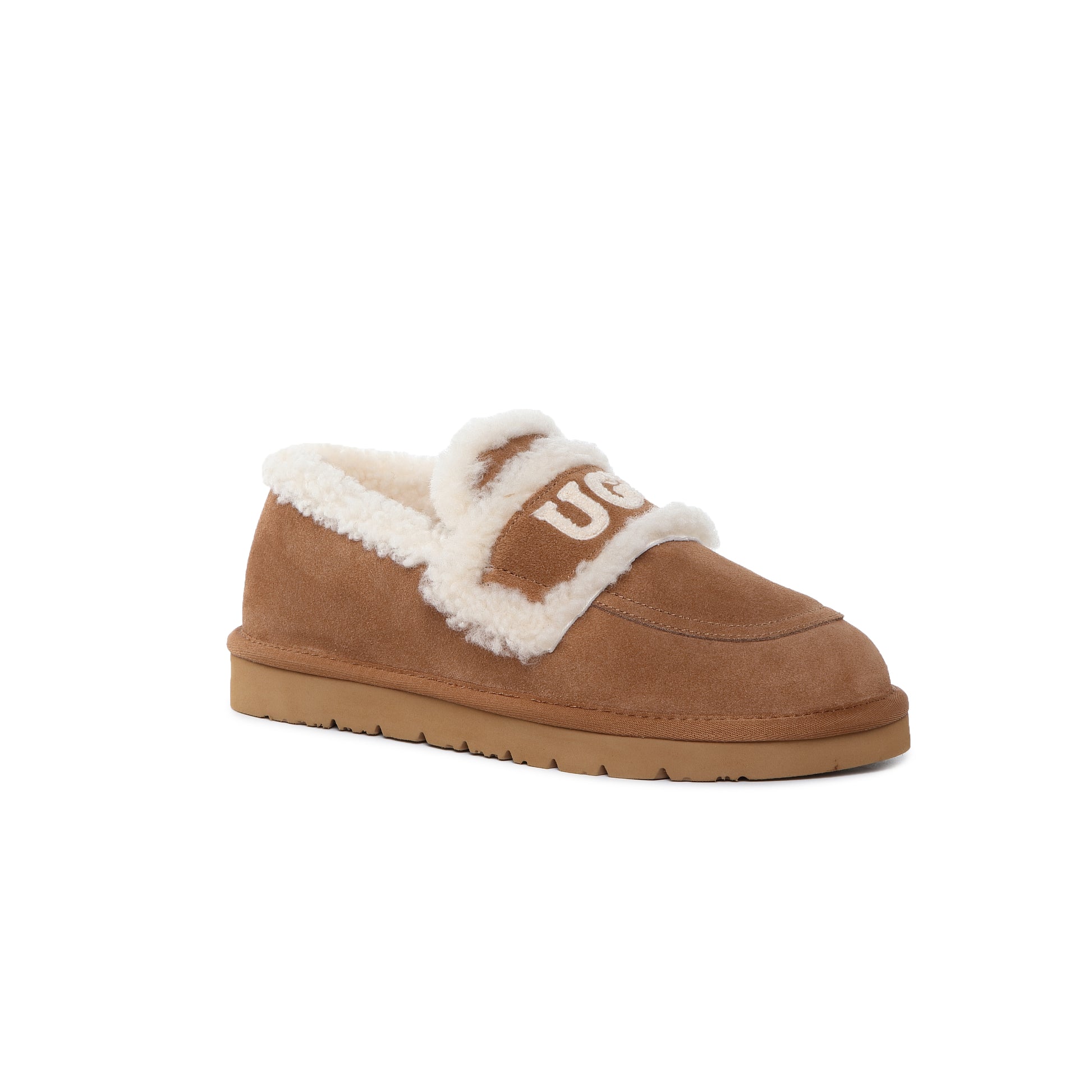 UGG Women’s Logo Strap Sheepskin Wool Slippers – Genuine AUS Suede