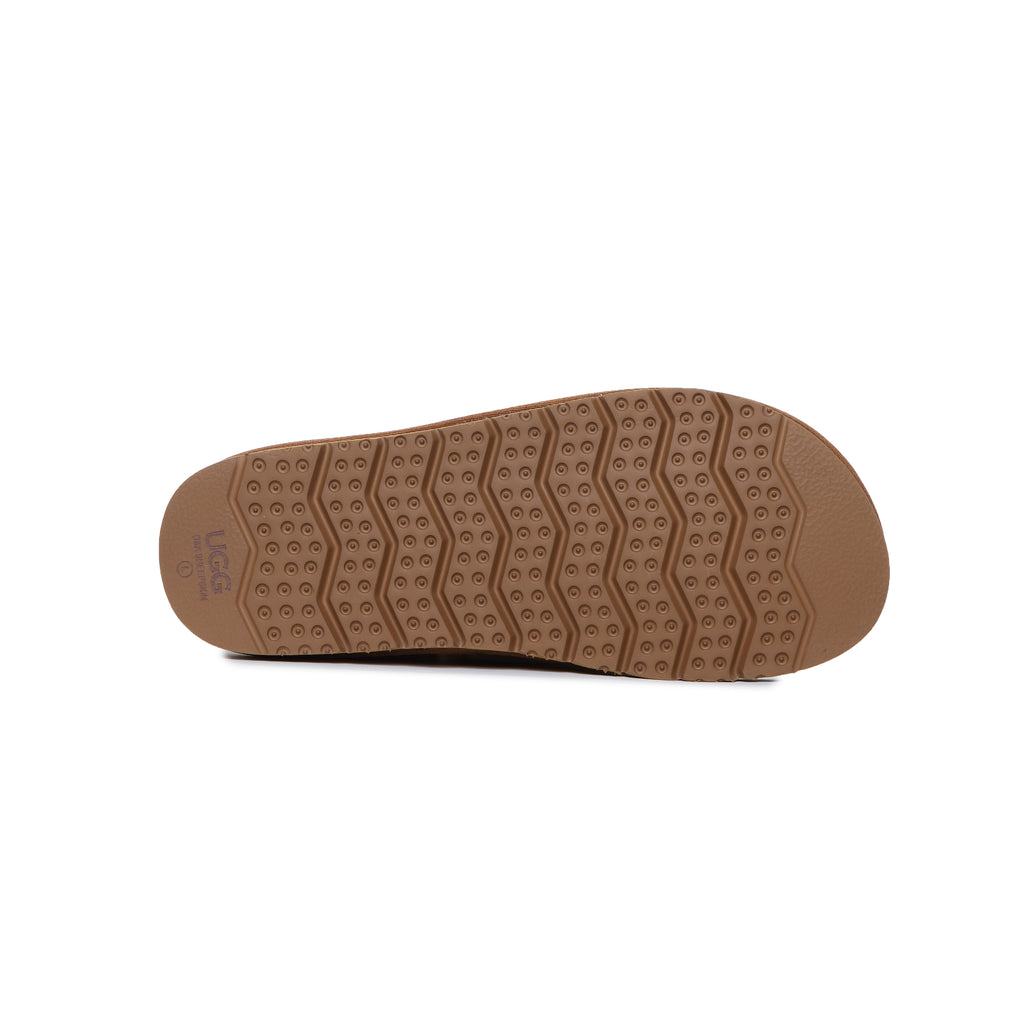 UGG Women’s Logo Strap Sheepskin Wool Slippers – Genuine AUS Suede
