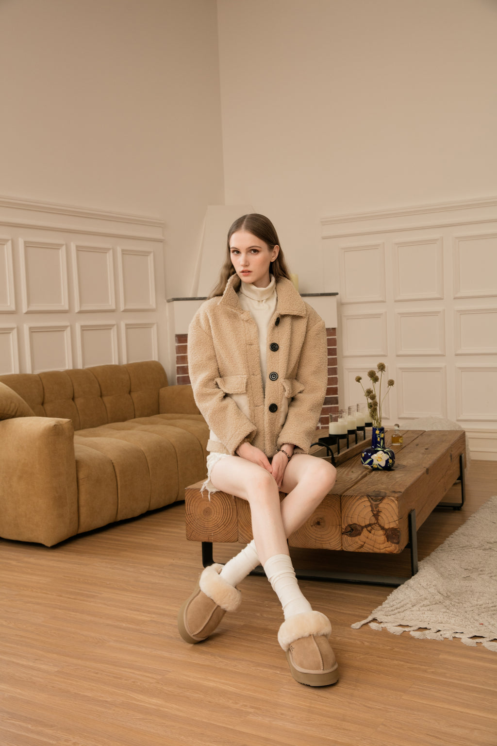 UGG Removable Strap Slingback Sheepskin Platform Scuff