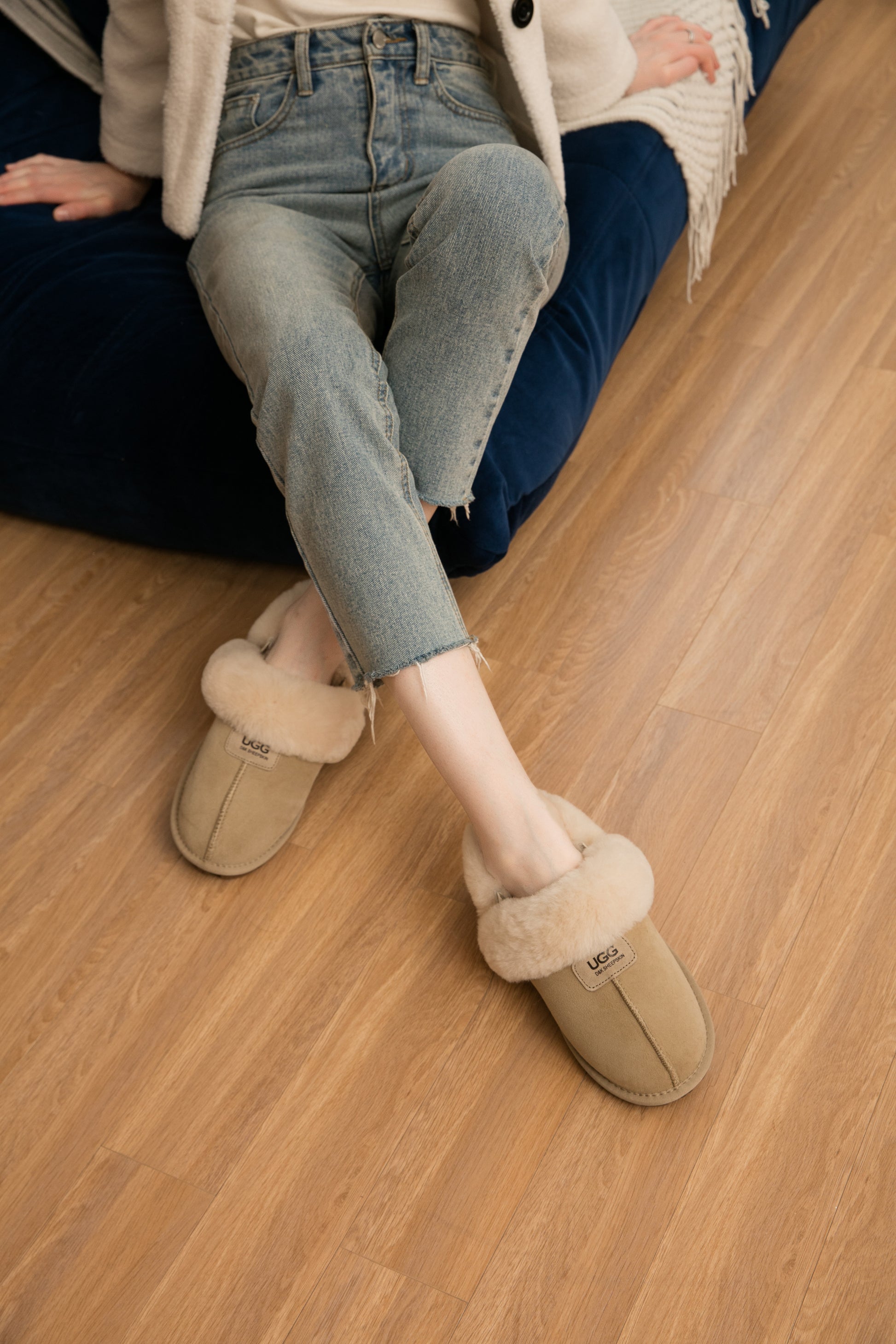 UGG Women AUS Sheepskin Wool Removable Strap Slingback Scuff