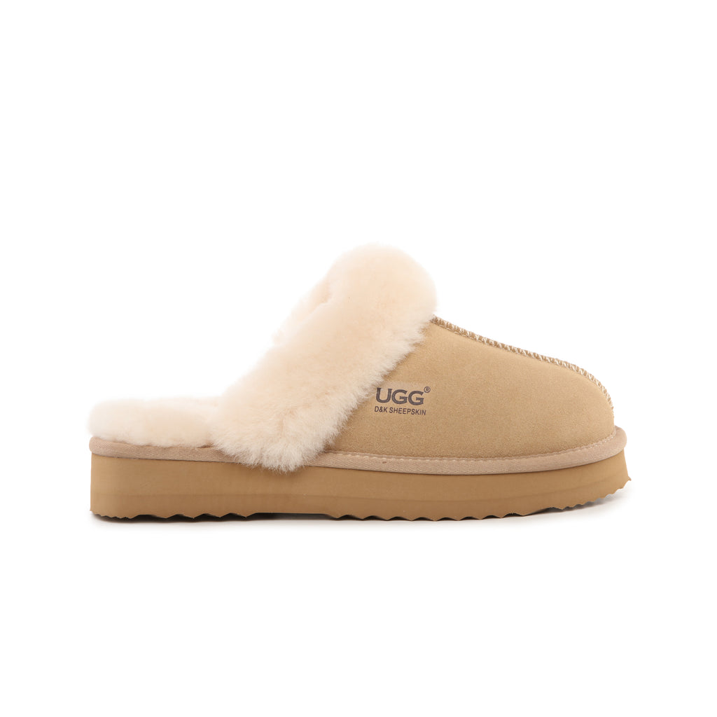 UGG Women Australian Sheepskin Wool Fluffy Platform Slide Scuff - Aussies UGG