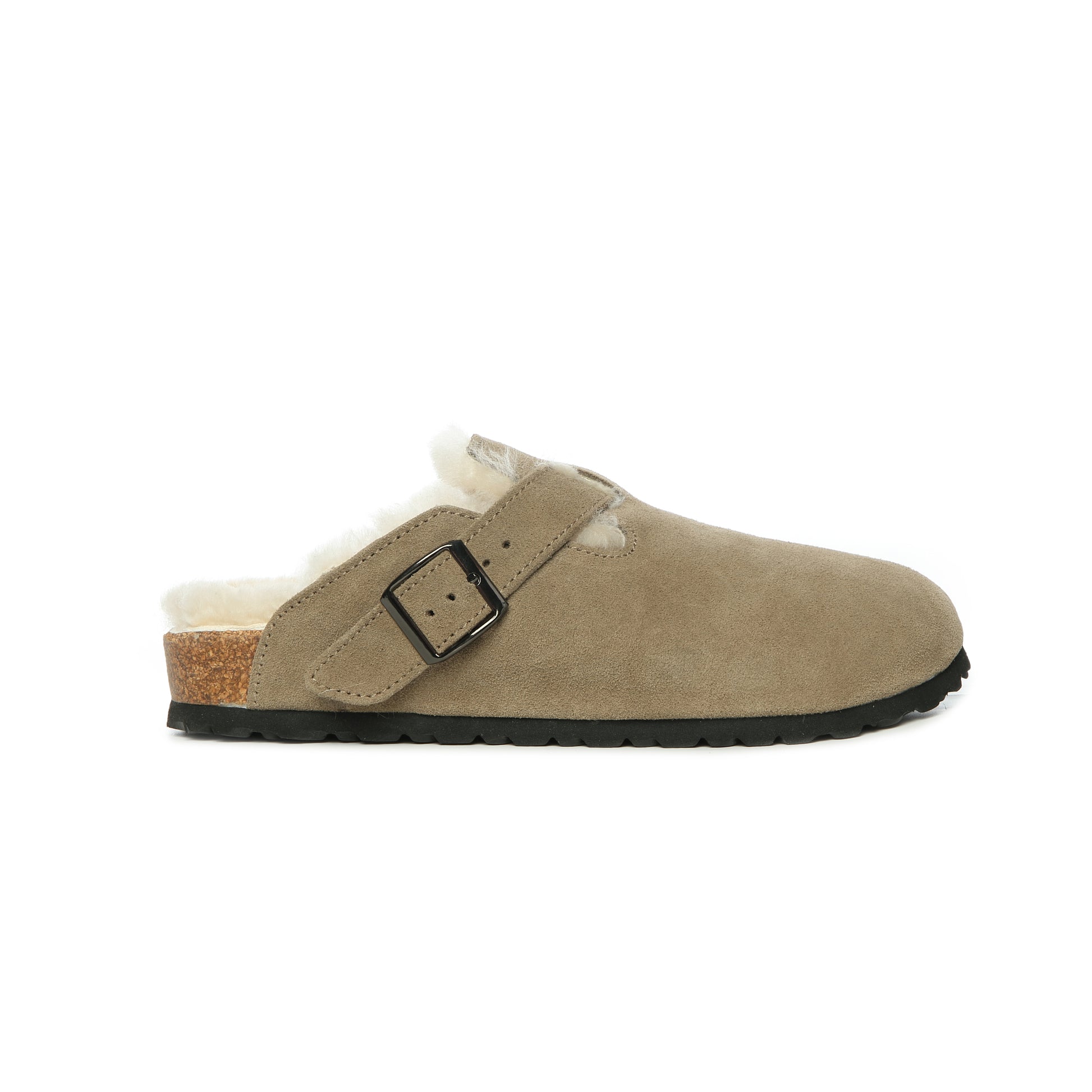UGG Buckled Strap Wool Suede Clog
