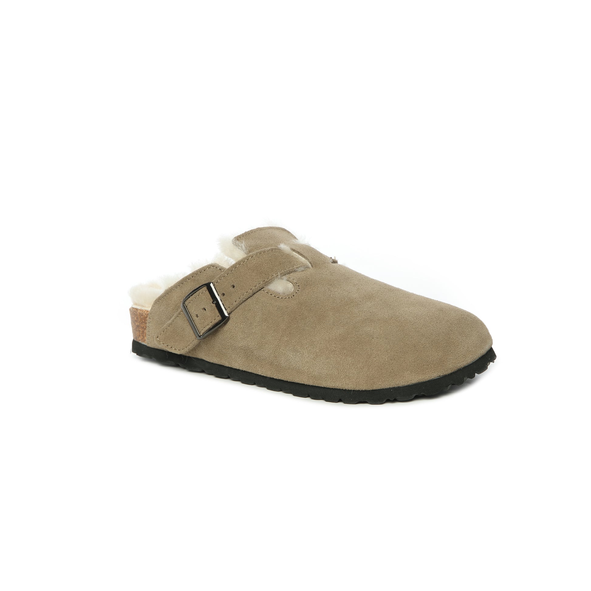UGG Buckled Strap Wool Suede Clog