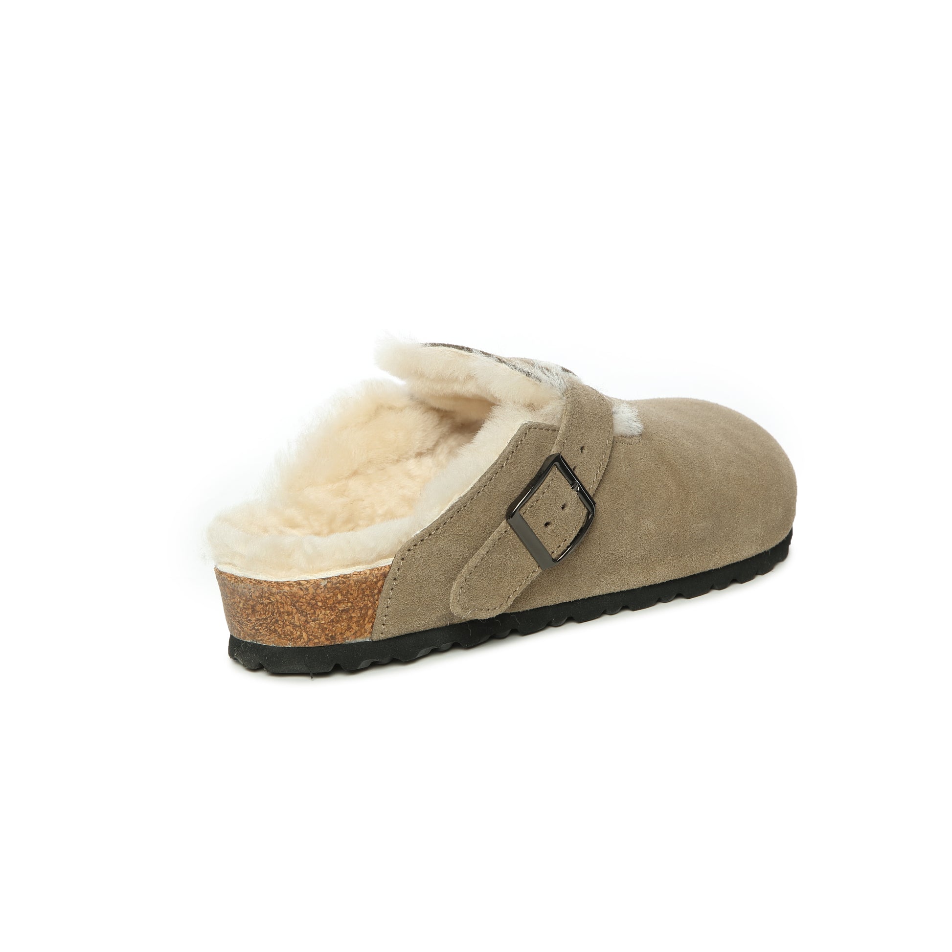 UGG Buckled Strap Wool Suede Clog