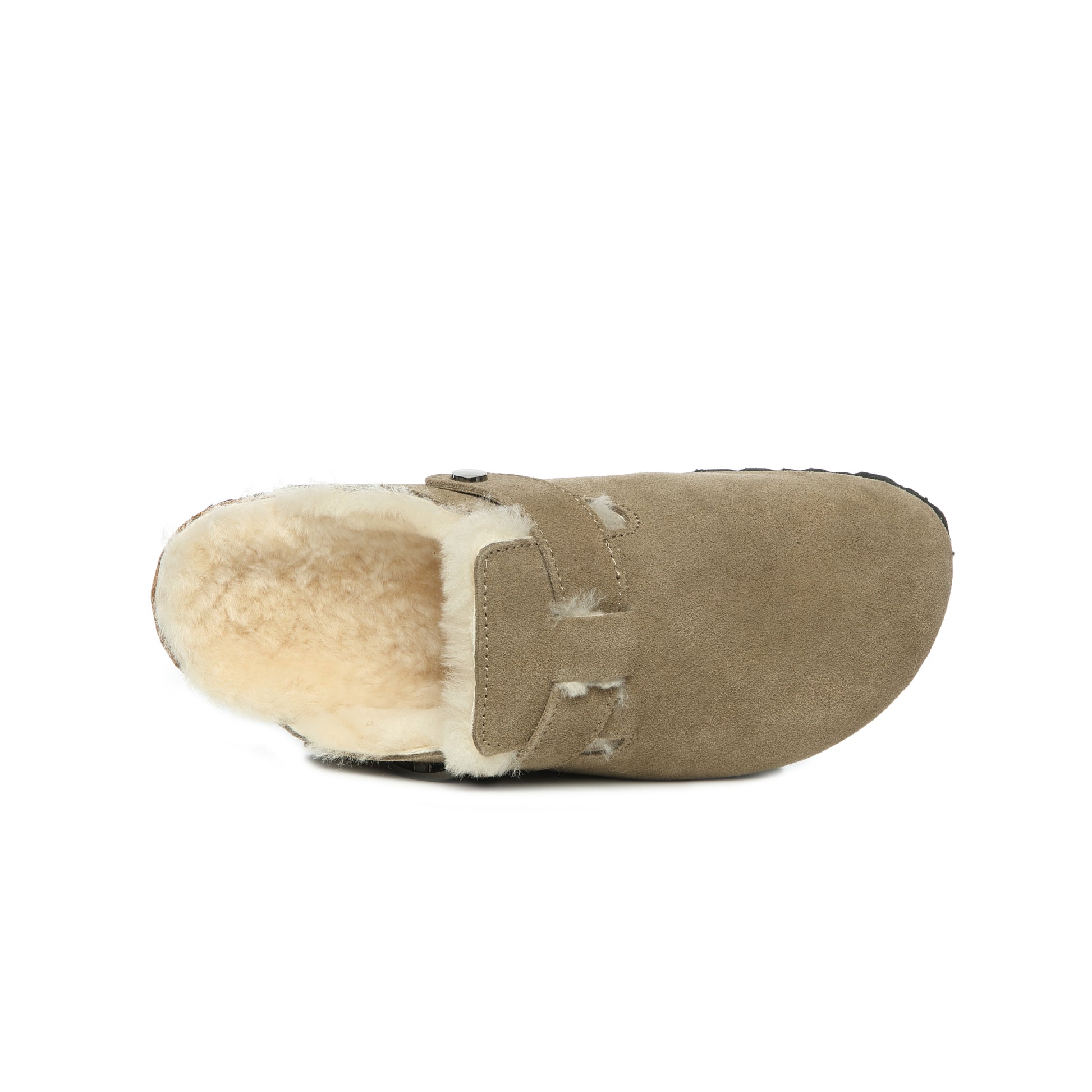 UGG Buckled Strap Wool Suede Clog