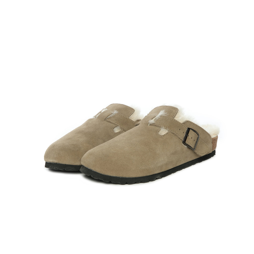 UGG Buckled Strap Wool Suede Clog