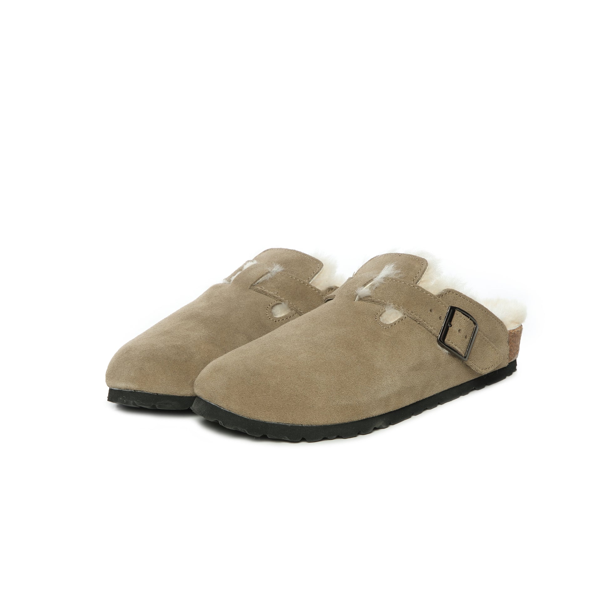 UGG Buckled Strap Wool Suede Clog
