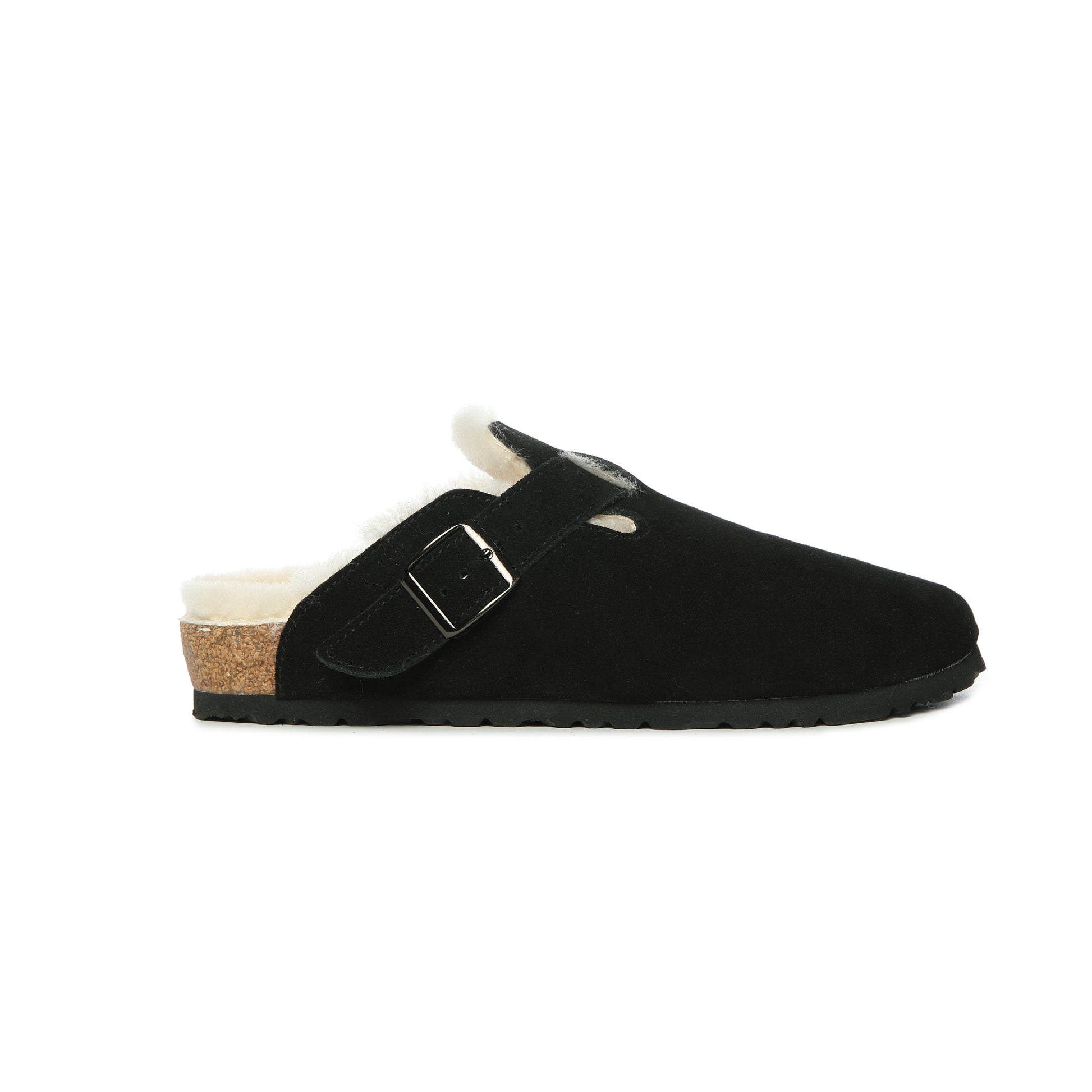 UGG Buckled Strap Wool Suede Clog