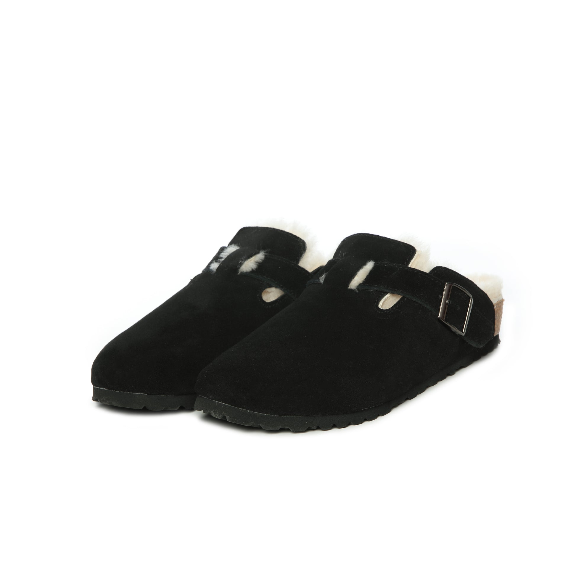 UGG Buckled Strap Wool Suede Clog