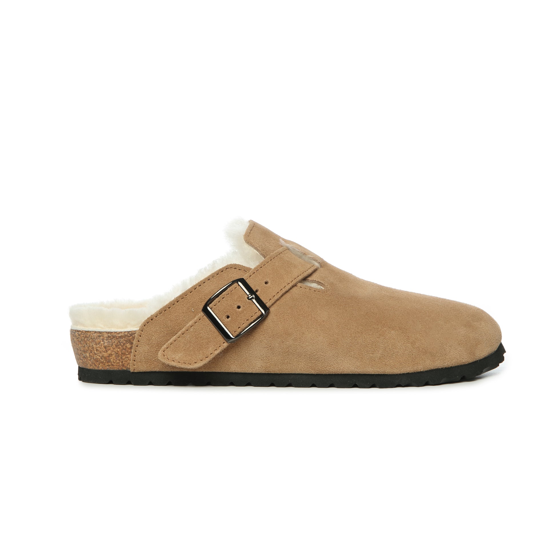 UGG Buckled Strap Wool Suede Clog