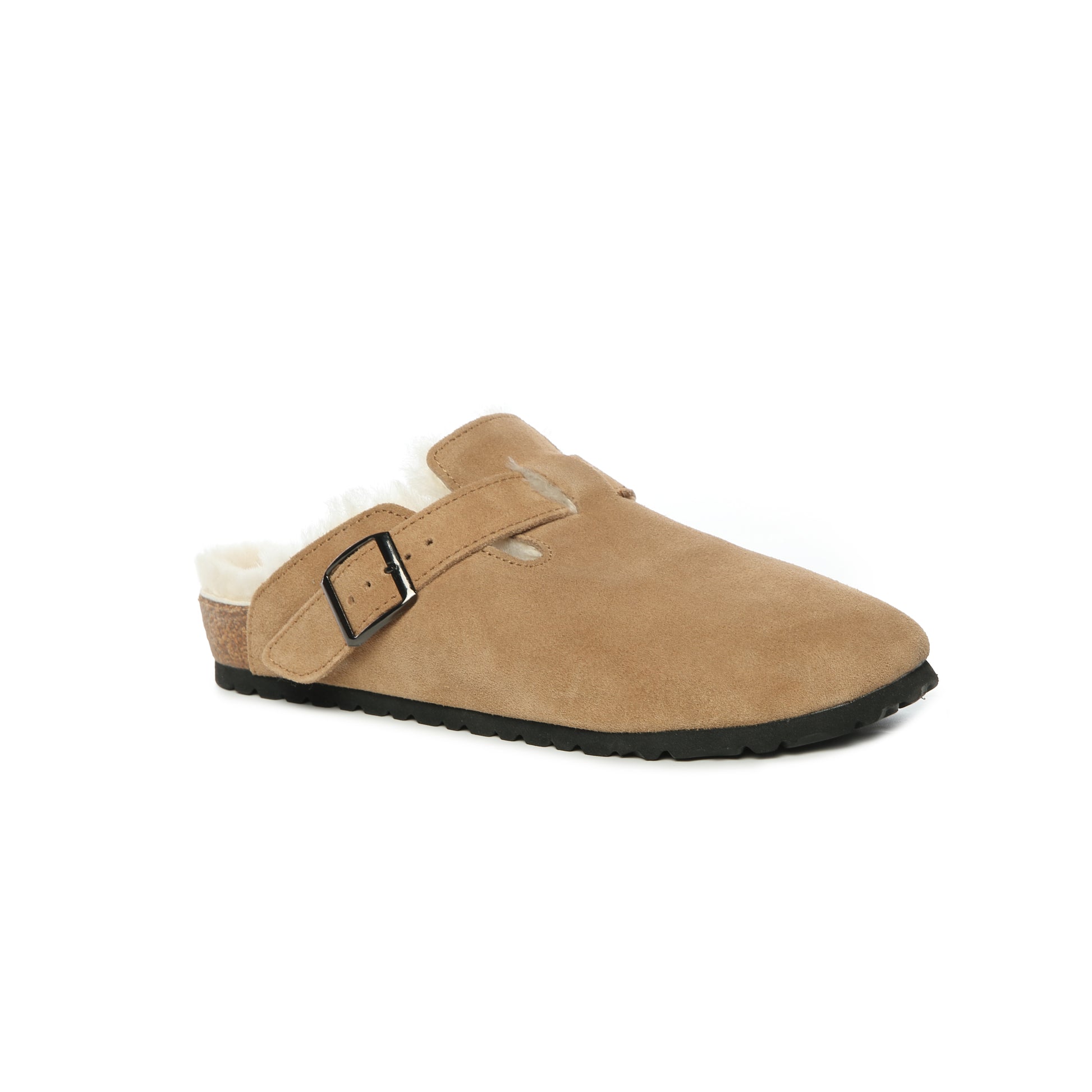 UGG Buckled Strap Wool Suede Clog