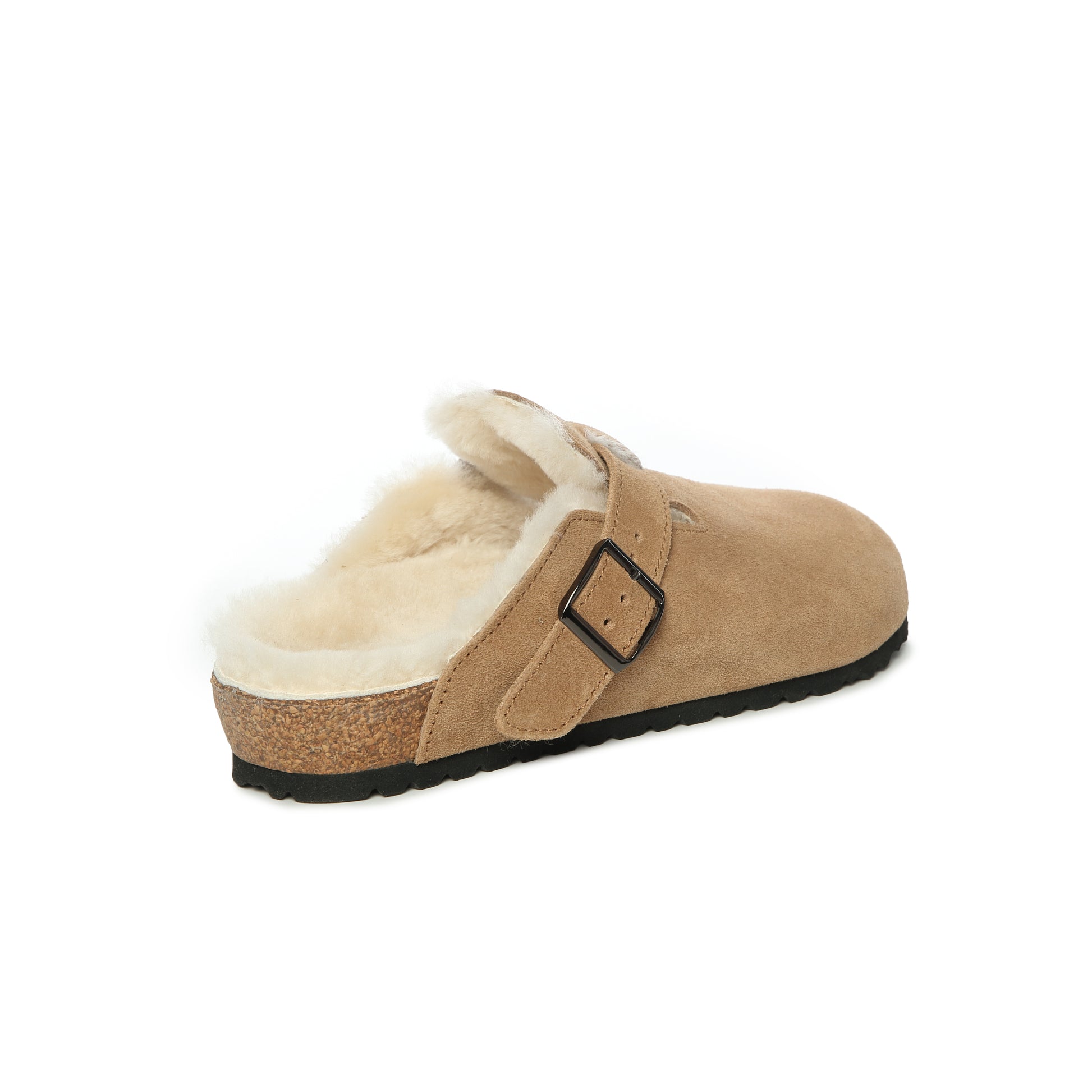 UGG Buckled Strap Wool Suede Clog