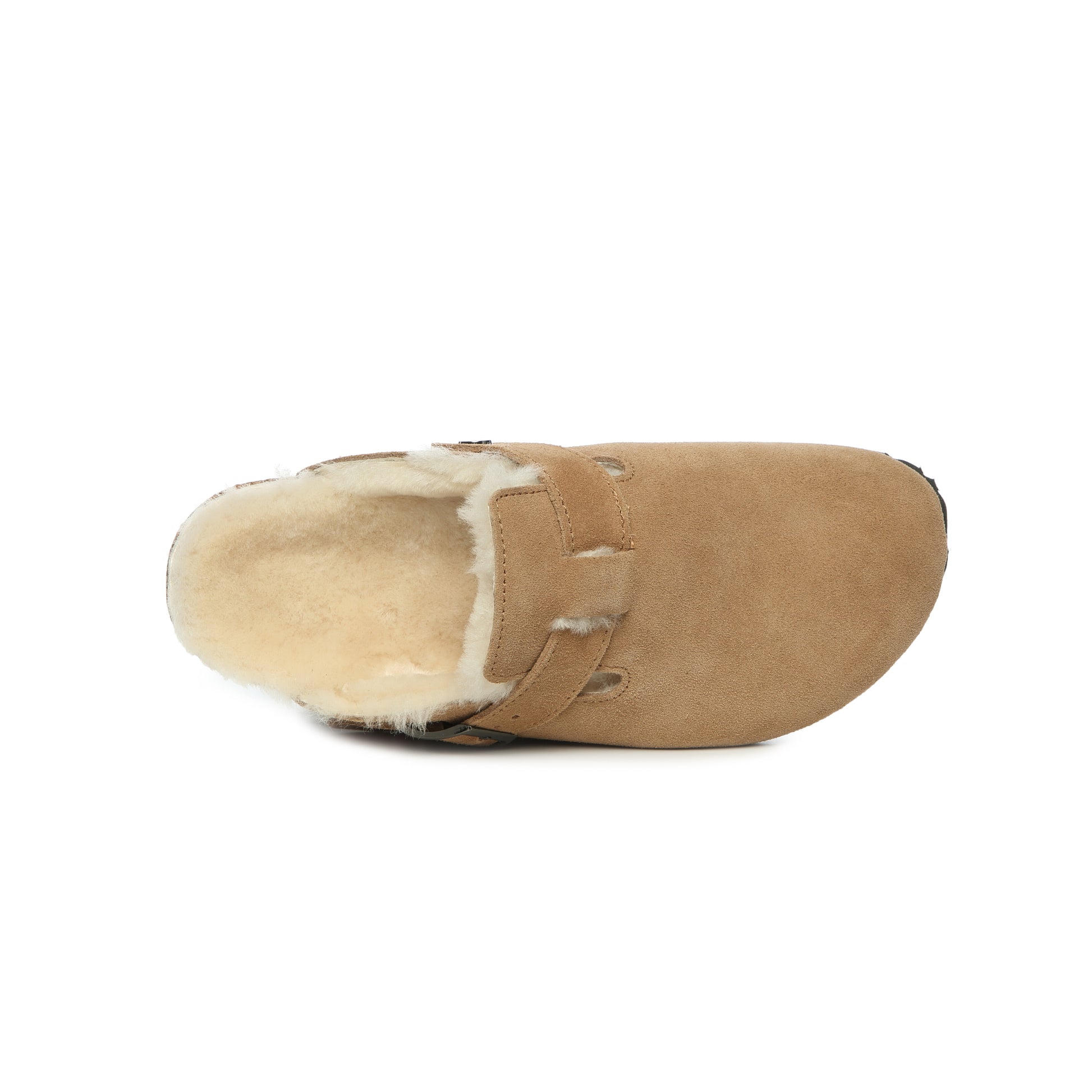 UGG Buckled Strap Wool Suede Clog