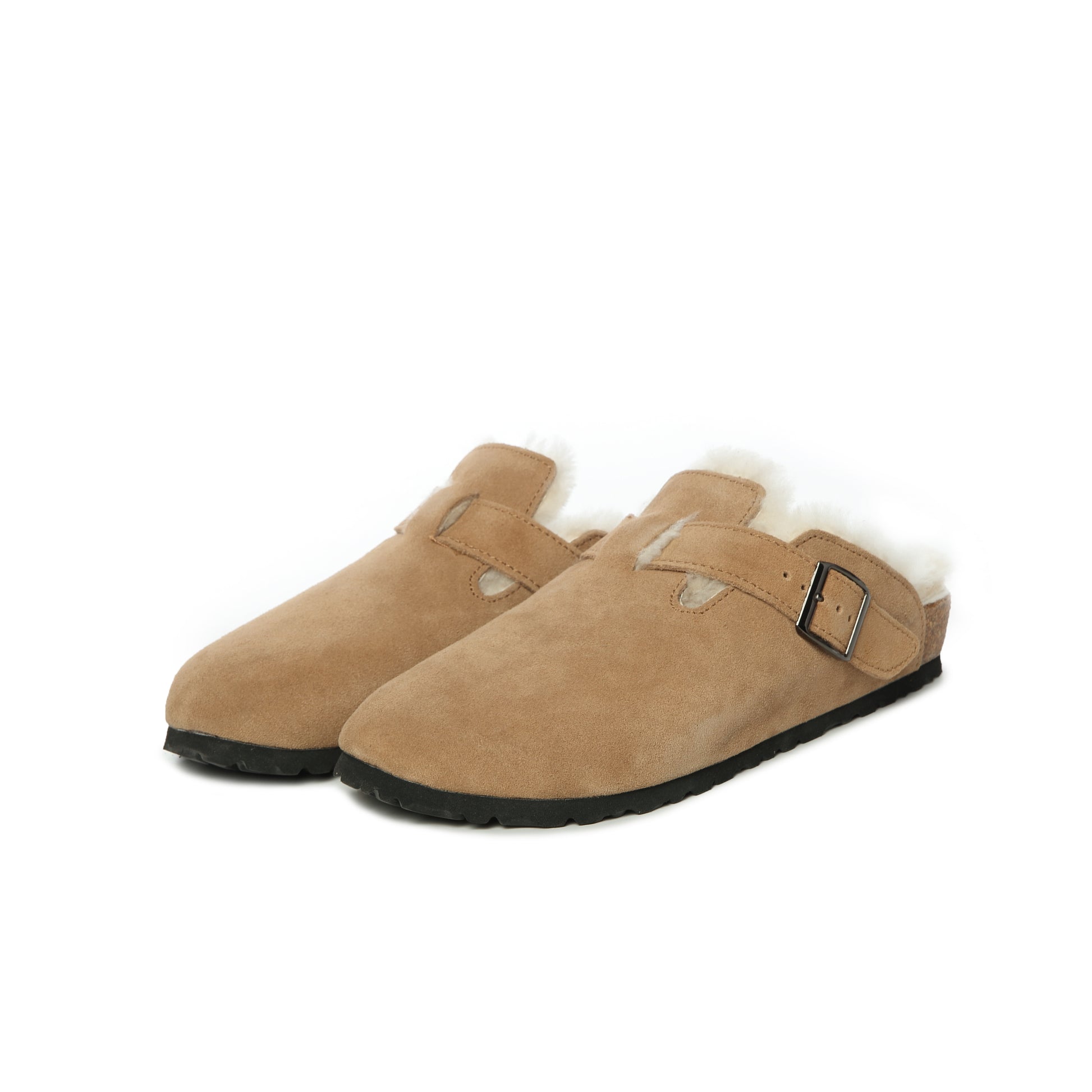 UGG Buckled Strap Wool Suede Clog