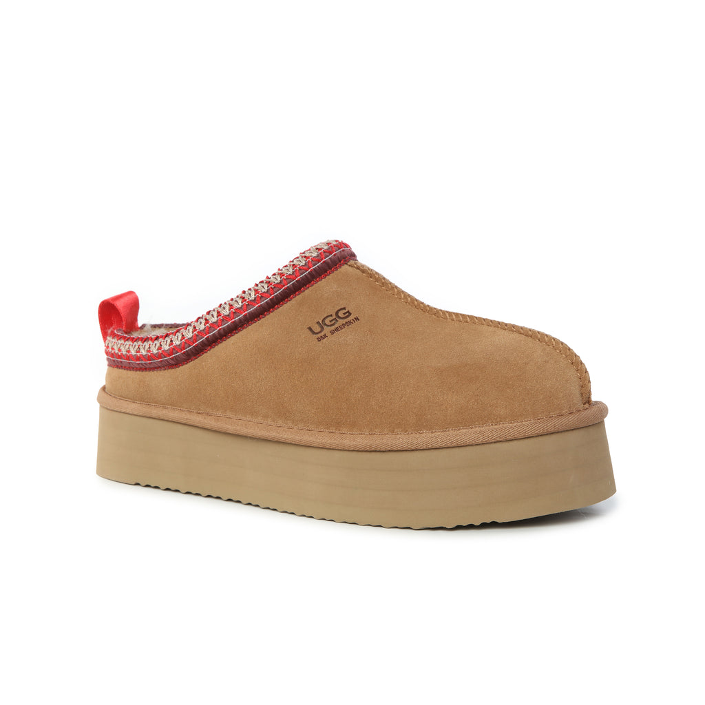 UGG Premium Sheepskin Wool Ankle Platform Slippers - Aussies UGG