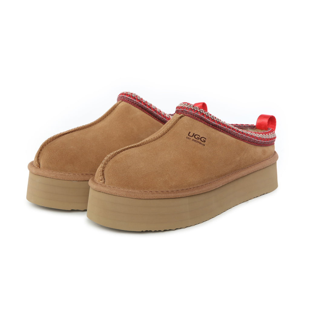 UGG Premium Sheepskin Wool Ankle Platform Slippers - Aussies UGG