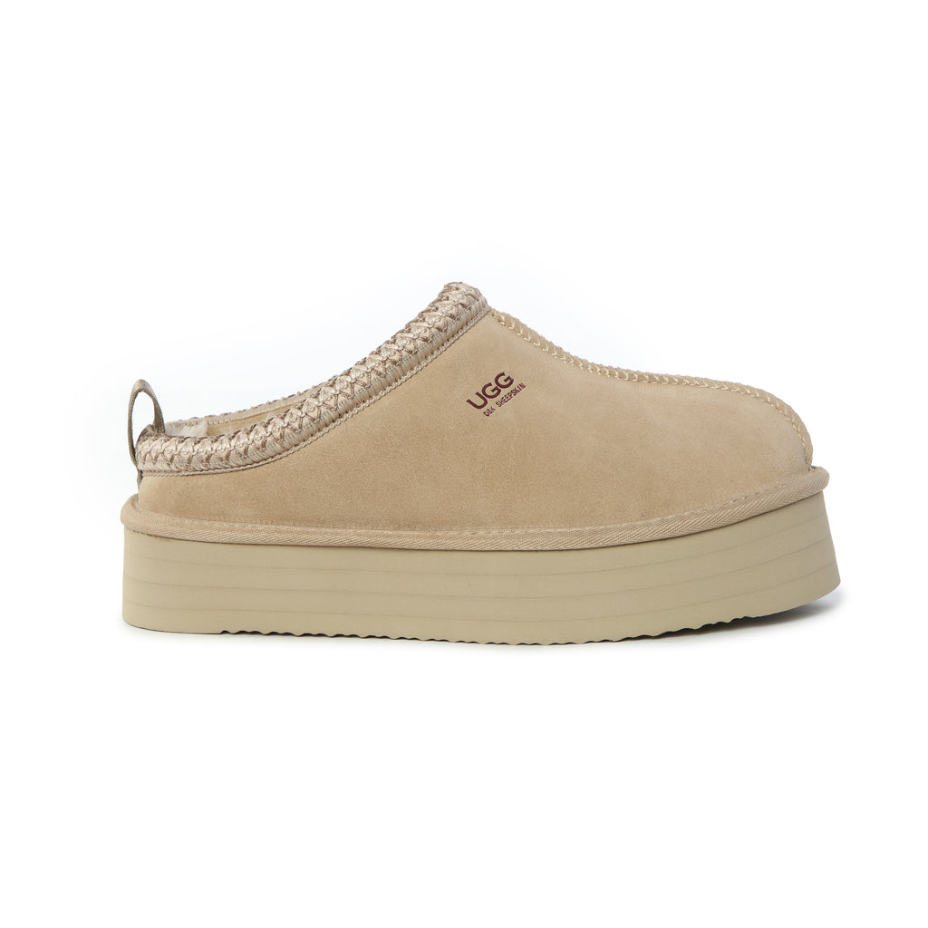 UGG Premium Sheepskin Wool Ankle Platform Slippers - Aussies UGG