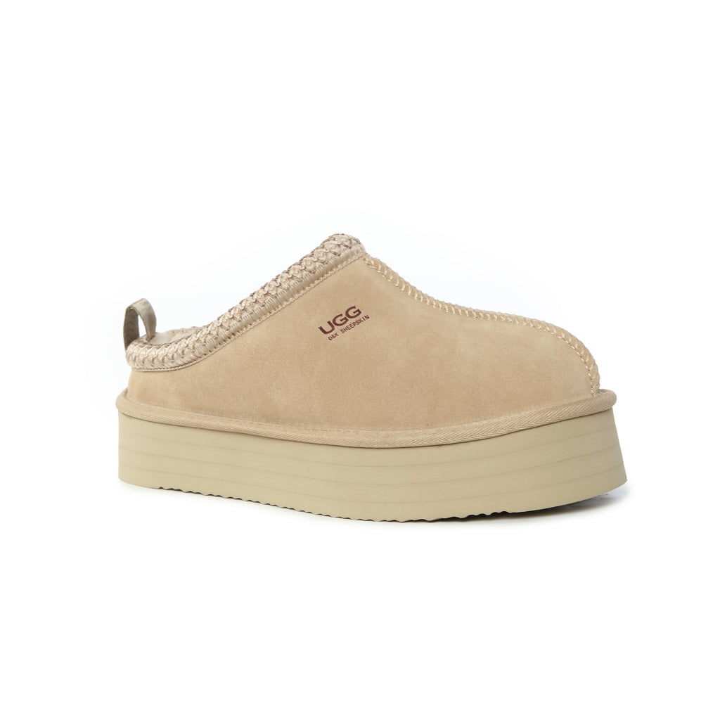 UGG Premium Sheepskin Wool Ankle Platform Slippers - Aussies UGG