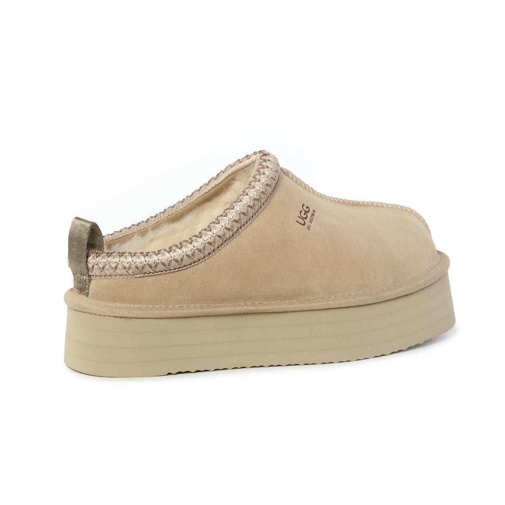UGG Premium Sheepskin Wool Ankle Platform Slippers - Aussies UGG