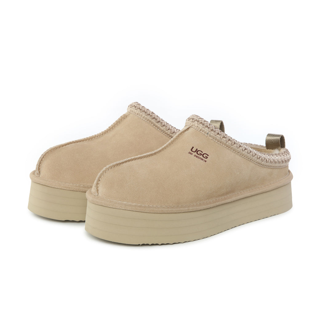 UGG Premium Sheepskin Wool Ankle Platform Slippers - Aussies UGG