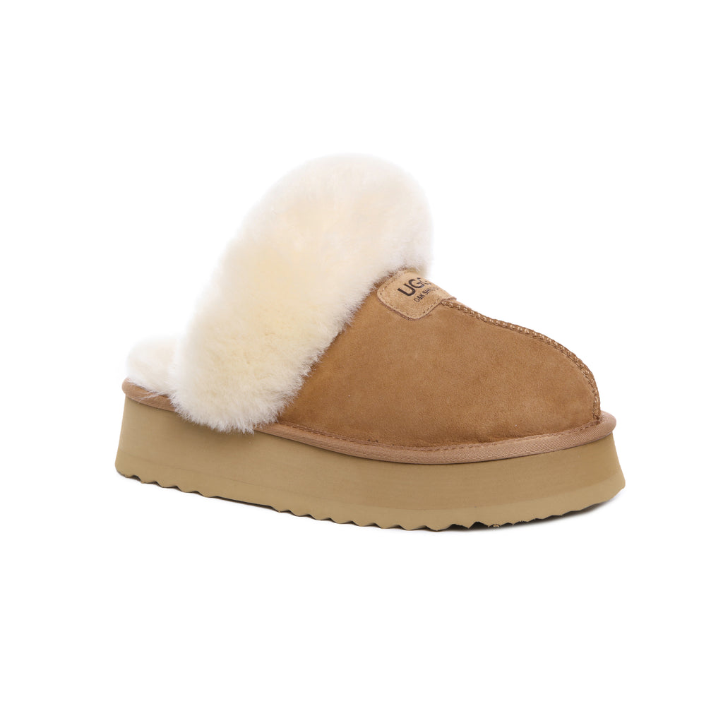 UGG Removable Strap Slingback Sheepskin Platform Scuff