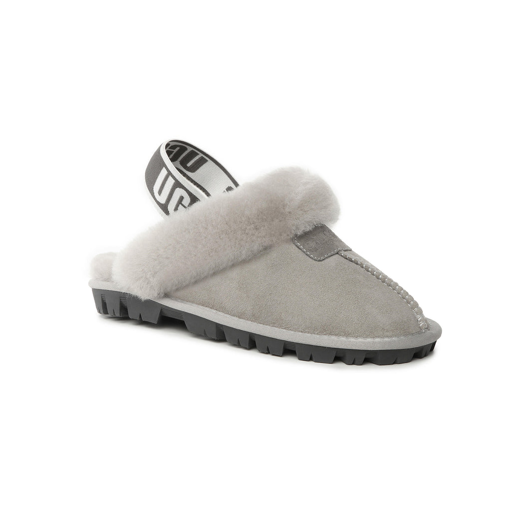 UGG Women AUS Sheepskin Wool Strap Scuff